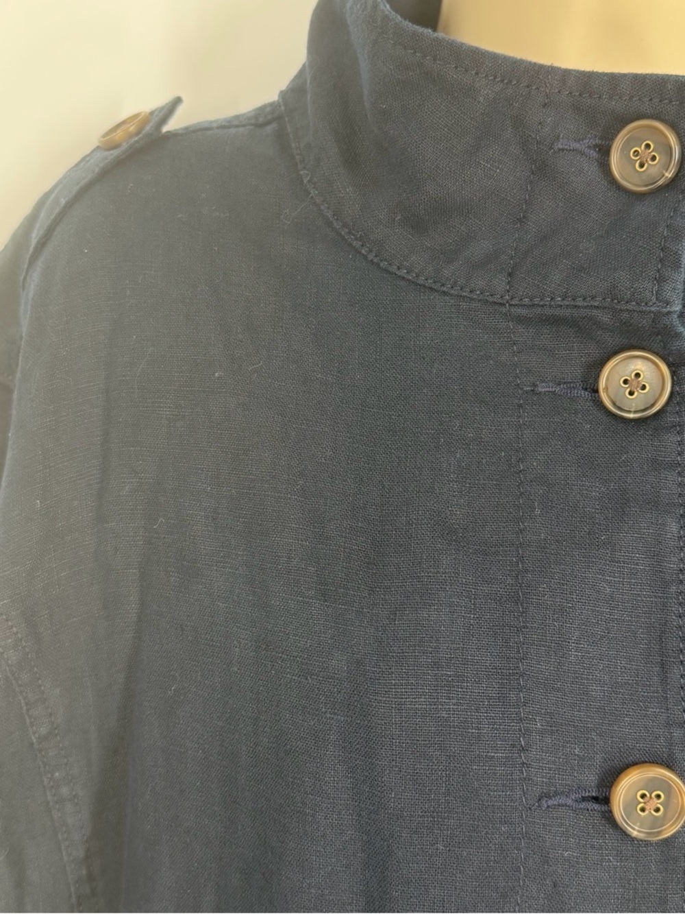 Talbots 100% Linen Utility Jacket Navy M Coastal Breathable Nautical Old Money - Picture 8 of 10